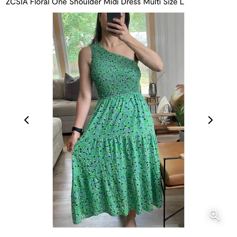 Zesica green floral one shoulder sundress women’s size 2xl